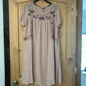 Knox Rose Blush Petal Pink Embroidered Shift Dress